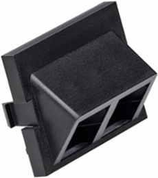 2-Port Angled QUICKPORT Adapter, 1.5 Units High, Black, RoHS Compliant