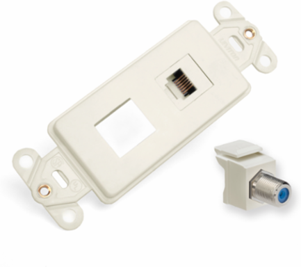 Decora Telephone & Video Insert Kit, 2 Connectors, Ivory, High-Impact Plastic