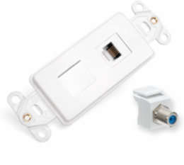 Decora Telephone & Video Insert Kit, 2 Ports, QuickPort Multimedia, White