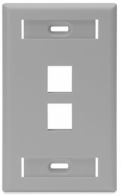 QUICKPORT Wallplate 2-Port with ID Windows, Gray, High-Impact Plastic