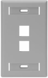 QUICKPORT Wallplate 2-Port with ID Windows, Gray, High-Impact Plastic