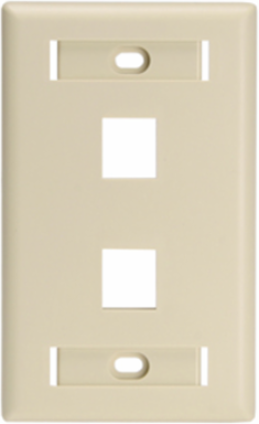 Single-Gang QUICKPORT Wallplate for Large Connectors, 2-Port, Ivory
