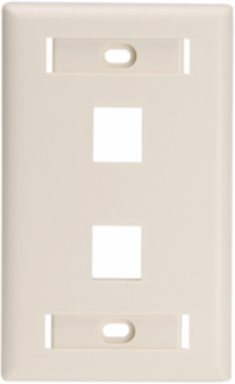 Single-Gang QUICKPORT Wallplate for Large Connectors, 2-Port, Light Almond