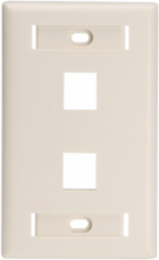 Single-Gang QUICKPORT Wallplate for Large Connectors, 2-Port, Light Almond