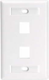 QUICKPORT Wallplate, 2-Port for Large Connectors, White, RoHS Compliant