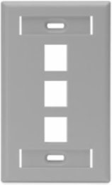 Single-Gang QUICKPORT™ Wallplate, 3-Port, Gray, High-Impact Plastic, ID Windows