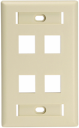 QUICKPORT Wallplate 4-Port for Large Connectors, Ivory