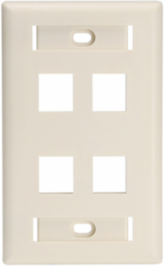 QUICKPORT Wallplate, Single Gang, 4-Port, Light Almond for Large Connectors