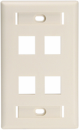 QUICKPORT Wallplate, Single Gang, 4-Port, Light Almond for Large Connectors