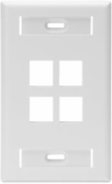 Single-Gang QUICKPORT Wallplate, 4-Port, White, ID Windows, High-Impact Plastic