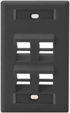 Angled Single-Gang 4-Port QUICKPORT Wallplate with ID Windows, Black