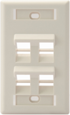 Angled Single-Gang 4-Port QUICKPORT™ Wallplate, Light Almond, RoHS Compliant
