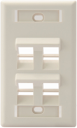 Angled Single-Gang 4-Port QUICKPORT™ Wallplate, Light Almond, RoHS Compliant