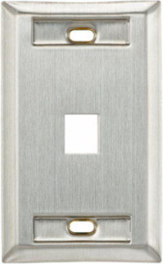 Stainless Steel QUICKPORT Wallplate, Single-Gang, 1-Port with ID Windows