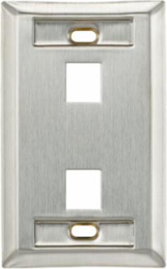 Stainless Steel QUICKPORT Wallplate, Single-Gang, 2-Port, Brushed Finish