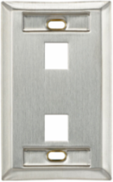 Stainless Steel QUICKPORT Wallplate, Single-Gang, 2-Port, Brushed Finish