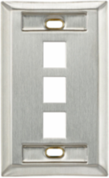 Stainless Steel QUICKPORT Wallplate, Single-Gang, 3-Port, ID Windows