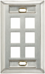 Stainless Steel QUICKPORT Wallplate, Single-Gang, 6-Port with ID Windows
