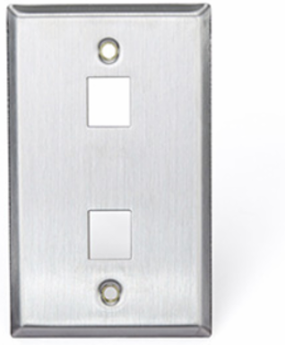 Stainless Steel QUICKPORT Wallplate, Single Gang, 2-Port, RoHS Compliant