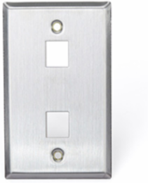 Stainless Steel QUICKPORT Wallplate, Single Gang, 2-Port, RoHS Compliant