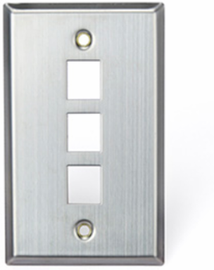 Stainless Steel QUICKPORT Wallplate, Single-Gang, 3-Port, RoHS Compliant