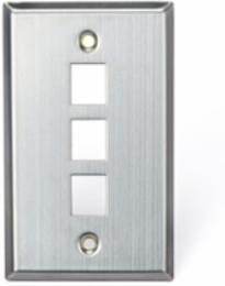 Stainless Steel QUICKPORT Wallplate, Single-Gang, 3-Port, RoHS Compliant