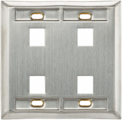 Stainless Steel Dual-Gang QUICKPORT™ Wallplate, 4-Port with ID Windows