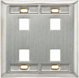 Stainless Steel Dual-Gang QUICKPORT™ Wallplate, 4-Port with ID Windows