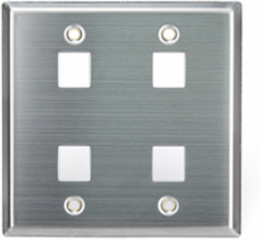 Stainless Steel QUICKPORT Wallplate Dual Gang 4-Port, RoHS Compliant