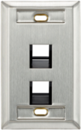 Angled Stainless Steel QUICKPORT™ Wallplate, Single-Gang, 2-Port, Ideal for CAT 6A