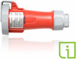 LEV Series 30 Amp 480V IEC Pin & Sleeve Connector, IP66/IP67/IP68/IP69K, Red