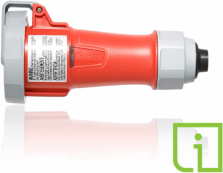 LEV Series 30 Amp 480 Volt IEC Connector with Screwless Clamp and Power Indication
