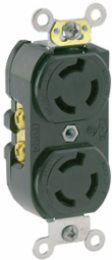 15 Amp 250 Volt Duplex Locking Receptacle, NEMA L6-15R, Nylon Body