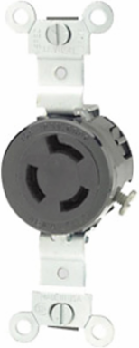 15 Amp 250 Volt NEMA L6-15R Single Locking Receptacle, Industrial Grade, Black