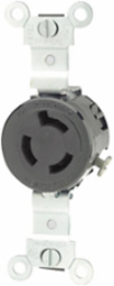15 Amp 250 Volt NEMA L6-15R Single Locking Receptacle, Industrial Grade, Black