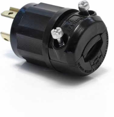 Industrial Grade Black Locking Plug, 15 Amp, 250 Volt, NEMA L6-15P