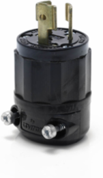 Industrial Grade Black Locking Plug, 15 Amp, 250 Volt, NEMA L6-15P