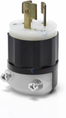 Locking Plug 15 Amp 250 Volt NEMA L6-15P Black & White