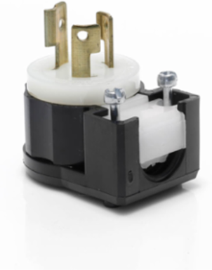 Locking Plug, 15 Amp, 250 Volt, NEMA L6-15P, Industrial Grade, Black & White