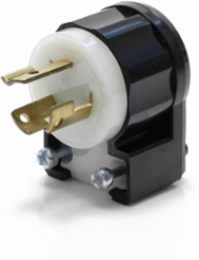Locking Plug, 15 Amp, 250 Volt, NEMA L6-15P, Industrial Grade, Black & White