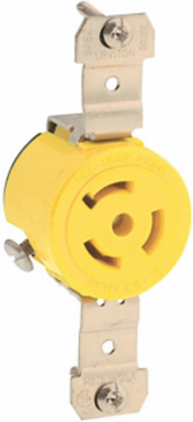 15 Amp Locking Receptacle NEMA L6-15R, 250 Volt, Industrial Grade, Nylon, Yellow