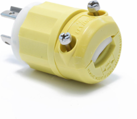 Locking Plug 15 Amp 250 Volt NEMA L6-15P, Corrosion-Resistant, Yellow-White
