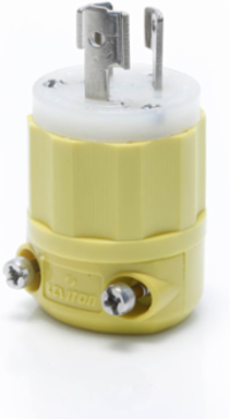 Locking Plug 15 Amp 250 Volt NEMA L6-15P, Corrosion-Resistant, Yellow-White