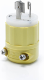 Locking Plug 15 Amp 250 Volt NEMA L6-15P, Corrosion-Resistant, Yellow-White