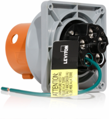 LEV Series IEC Pin & Sleeve Inlet 60 Amp 125/250 Volt Watertight Orange