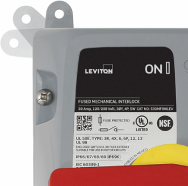 LEV Series 60 Amp 600 Volt IEC Pin & Sleeve Mechanical Interlock, IP66/IP67/IP68/IP69K