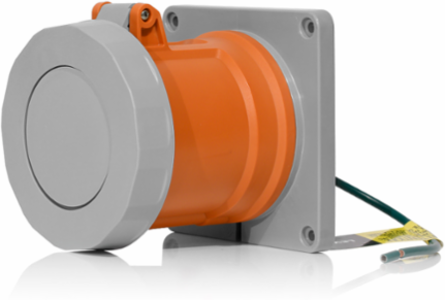 LEV Series 60A Pin & Sleeve Receptacle, 125/250VAC, IP66/IP67/IP68/IP69K, Orange