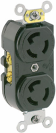 15 Amp Duplex Locking Receptacle, NEMA L5-15R, 125 Volt, Black