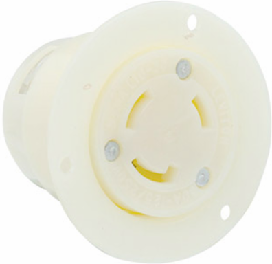 15 Amp 125 Volt NEMA L5-15R Flanged Outlet Locking Receptacle, Industrial Grade
