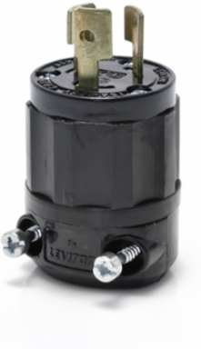 Industrial Grade Locking Plug, 15 Amp, NEMA L5-15P, Impact Modified Nylon, All Black